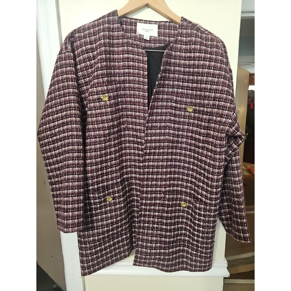 NWOT Pomander Place Gigi plum multi jacket blazer tweed size M Office Wear